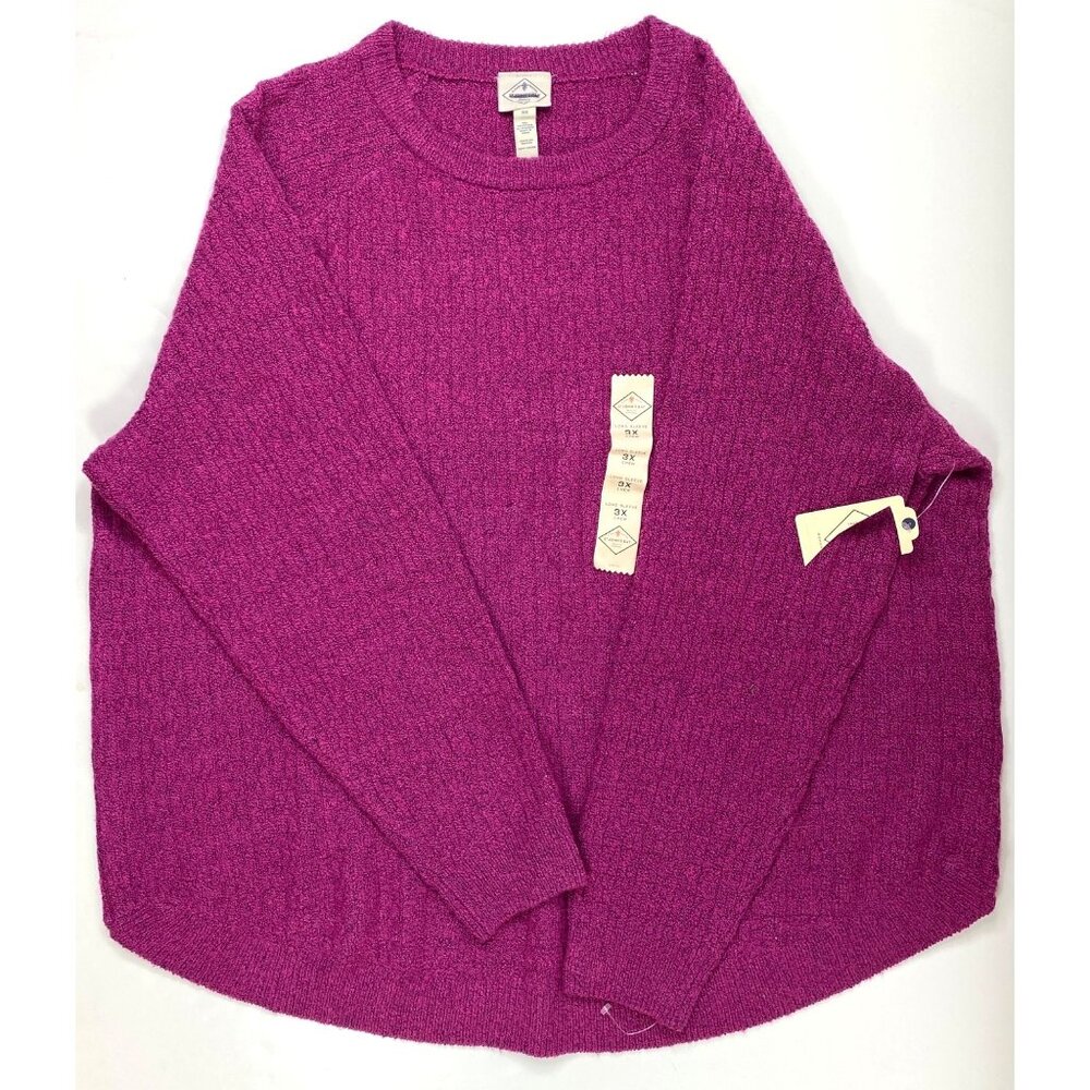 St. Johns Bay Womens Plus Size Magenta Pink Chenille Pullover Sweater Size 3X